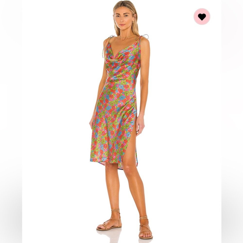 Frankie's Bikinis Bright Floral Midi Dress in Pink, Green, Blue